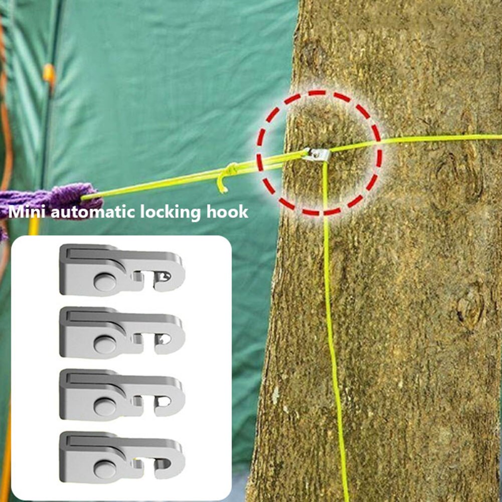 Cheap Goat Tents 4pcs Automatic Lock Hooks Multifunctional Free Knot Easy Fast Tighten Rope Accessories Camping Tent Self locking Hooks with 1pc   